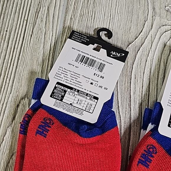 NHL New York Rangers Crew Socks 3 Pairs Size Large NEW - Picture 6 of 9